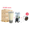 Kit de copos bubble tea 650ml, máquina e 5 rolos termosseláveis
