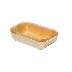 Molde rectangular de madera y papel de hornear mediano (18x11x4cm)