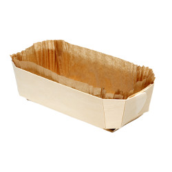 Molde rectangular de madera y papel de hornear grande (25x11,5x7cm)