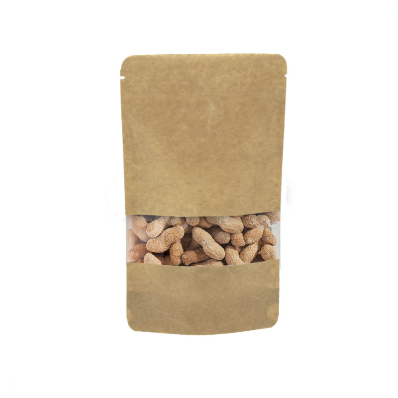 Saco Doypack com zíper e janela média (13+6x22,5 cm)