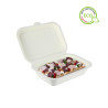 Envase de fibra blanco rectangular con tapa (450cc)