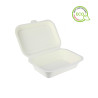 Envase de fibra blanco rectangular con tapa (450cc)