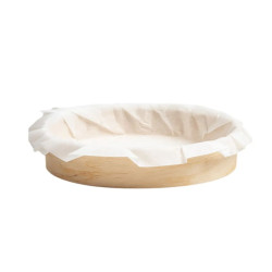 Molde redondo de madera y papel de hornear para tartas medianas (20Øx3,7cm)