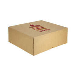 Caja tarta y roscón kraft con apertura frontal (26x26x10 cm) Personalizado 1 cara color