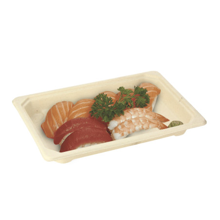 Bandeja de sushi compostável com tampa (16,4x11,3x4cm) | PointQpackName