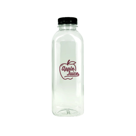 Garrafas PET transparentes com tampa personalizada 1 tinta