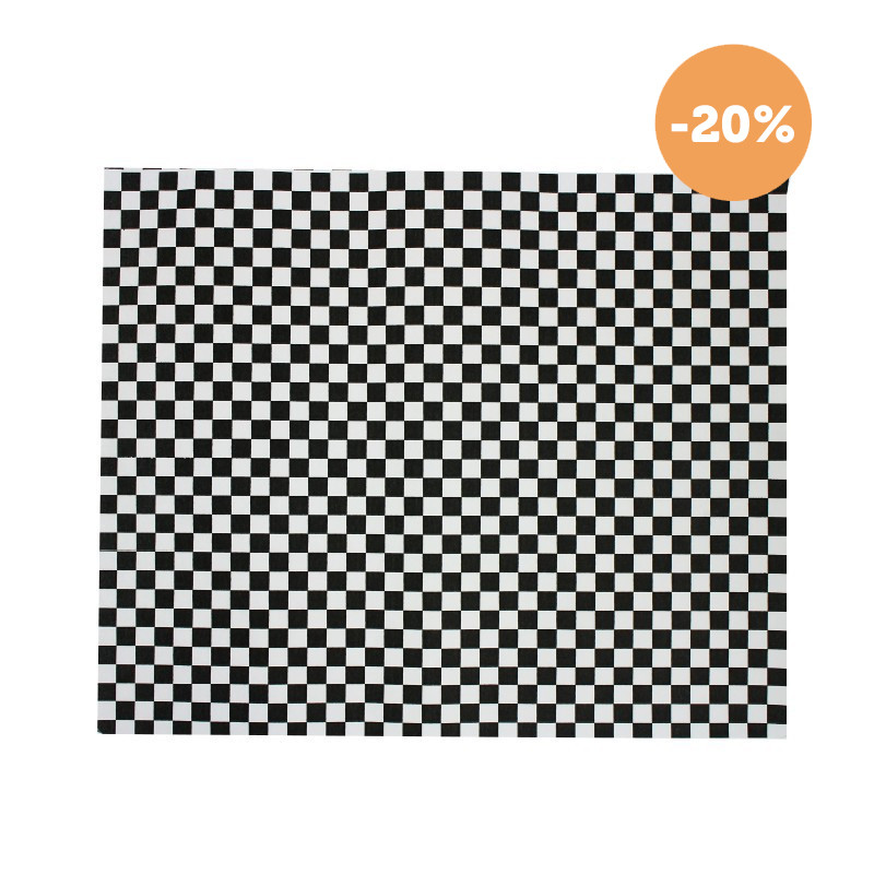 PAPEL ANTI-GORDURA PRETO QUADRADOS 31X38CM