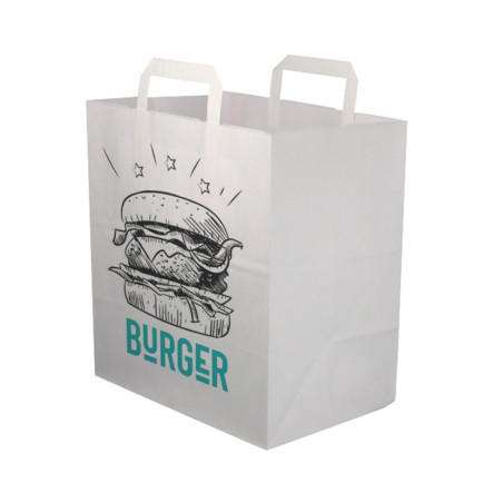 Bolsa de Papel Blanca (asa plana) | Personalizado Premium