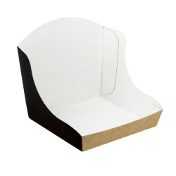 Barqueta para hamburguesas cartón negro kraft (11,5x12x12 cm)