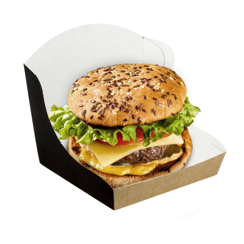 Caixa para hambúrgueres de cartão kraft preto (11,5x12x12 cm)