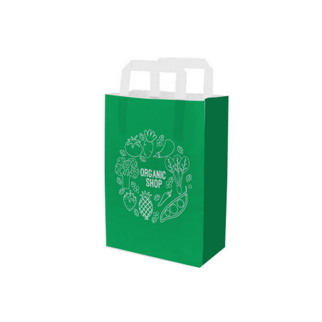 Bolsa de Papel Blanca (asa plana) | Personalizado Premium