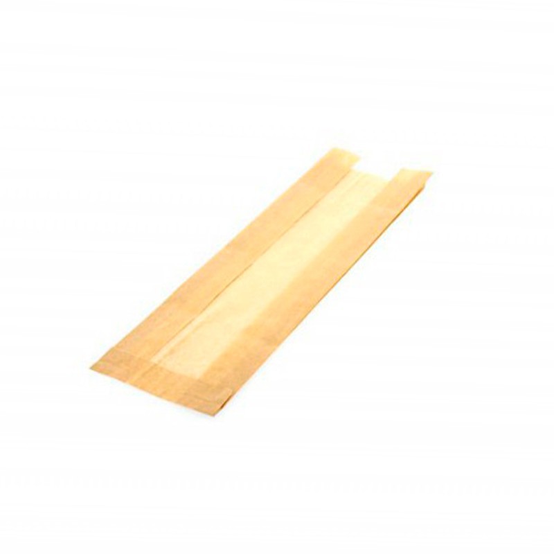 Bolsas de papel para pan antigrasa con ventana (10+3,5x33cm) Bolsas de papel para pan antigrasa con ventana (10+3,5x33cm)
