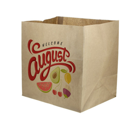 Bolsas sin asas de papel kraft fondo ancho y altas (32+21x33cm) 1 Cara Color