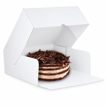 Caja tarta y roscón blanca con apertura frontal (26x26x10 cm)