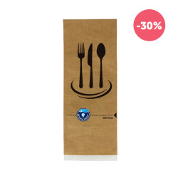 Bolsa para cubiertos con adhesivo inviolable (papel kraft)