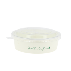 Ensaladera reciclable de cartón blanco con tapa RPET (500ml)