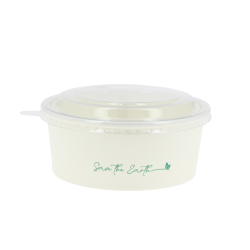 Ensaladera reciclable de cartón blancas con tapa RPET (700ml)
