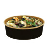 Ensaladera de cartón negro con tapa PET (948ml)
