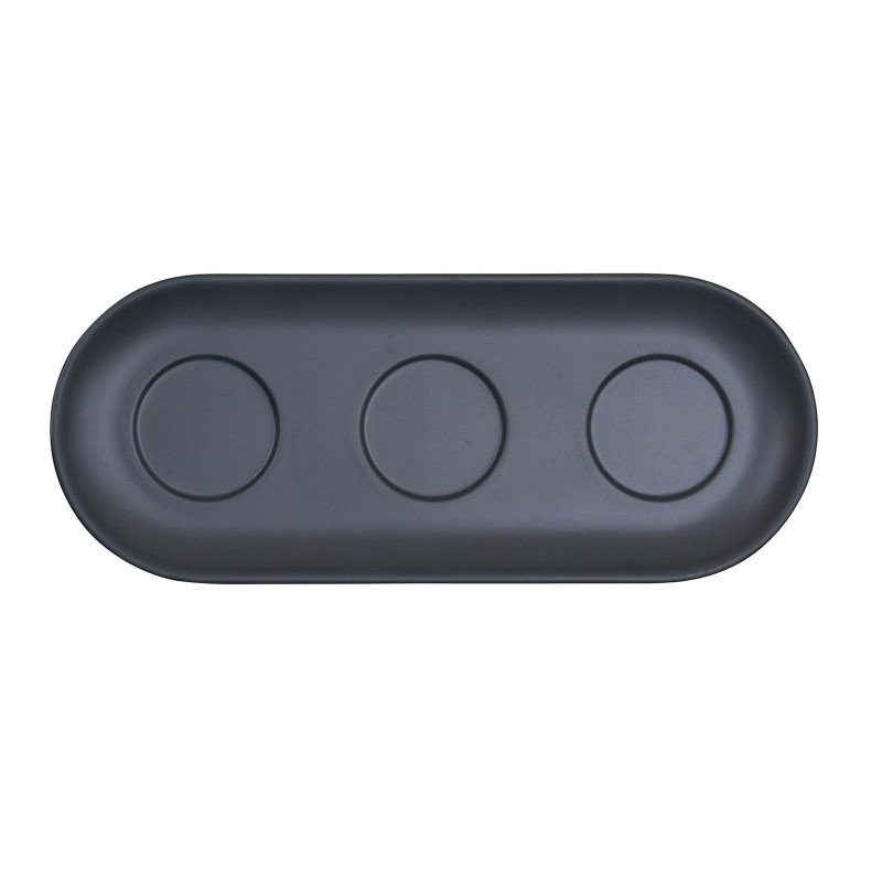 Bandeja de melamina reutilizável aqua preta 27x11x1.75cm