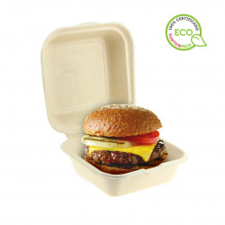 Caixas de hambúrguer em fibra Kraft (15x15x8cm) | PointQpackName