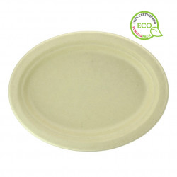 Natural oval sugar cane plates (26x20x2cm)