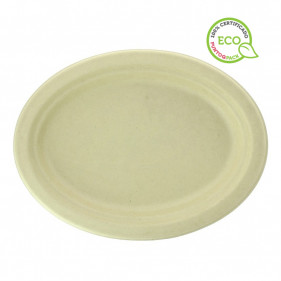 Natural oval sugar cane plates (26x20x2cm)