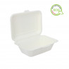 Envases de fibra blancos rectangulares con tapa (600cc)