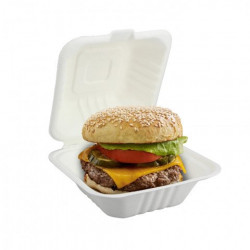 Cajas para hamburguesas de fibra blancas (10x10x8cm)