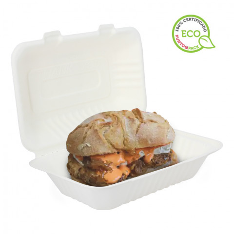 Recipiente retangular branco de fibra com tampa (1000cc)