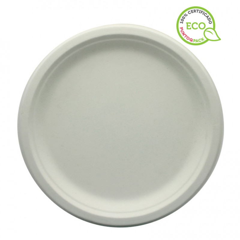 Piatti di canna da zucchero bianchi (26Ø) Piatti di canna da zucchero bianchi (26Ø)