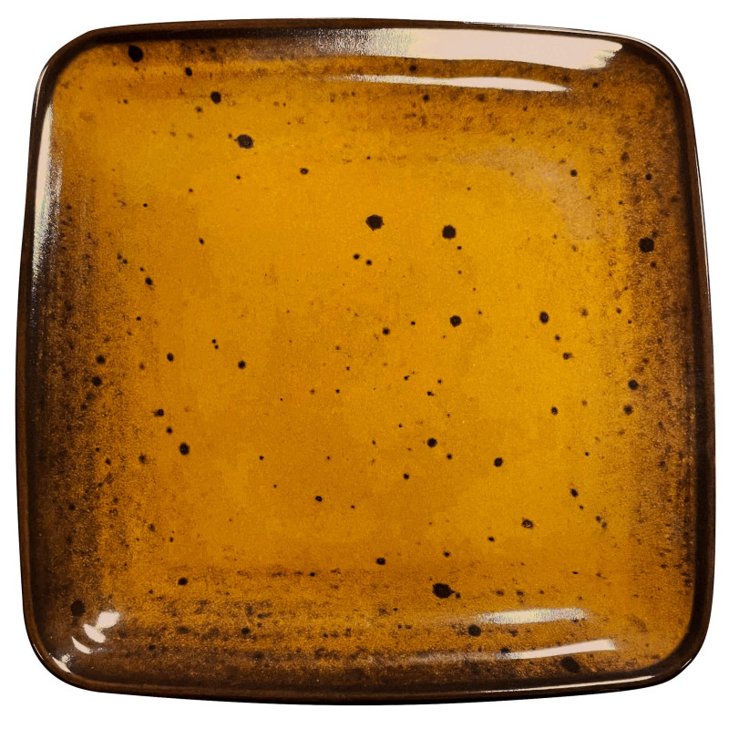 Plato de melamina reutilizable terracota ambar 19x19x1.8cm