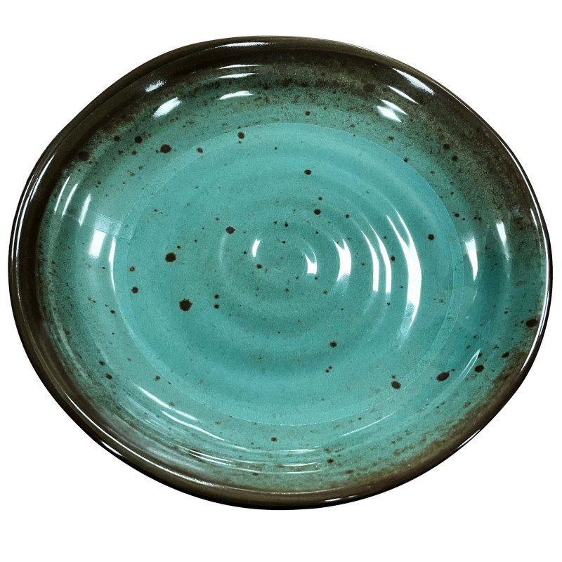 Plato de melamina reutilizable terracota azul 22.8Øx3.6cm