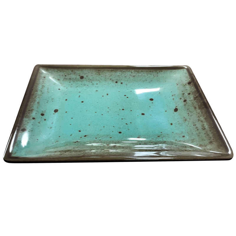 Prato de melamina reutilizável terracota azul 17.8x12.7x2.1cm