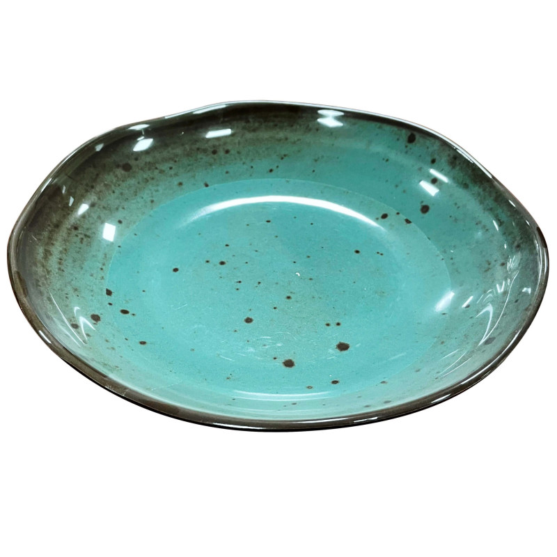 Bol de melamina reutilizable terracota azul 24.1x24x4.8cm