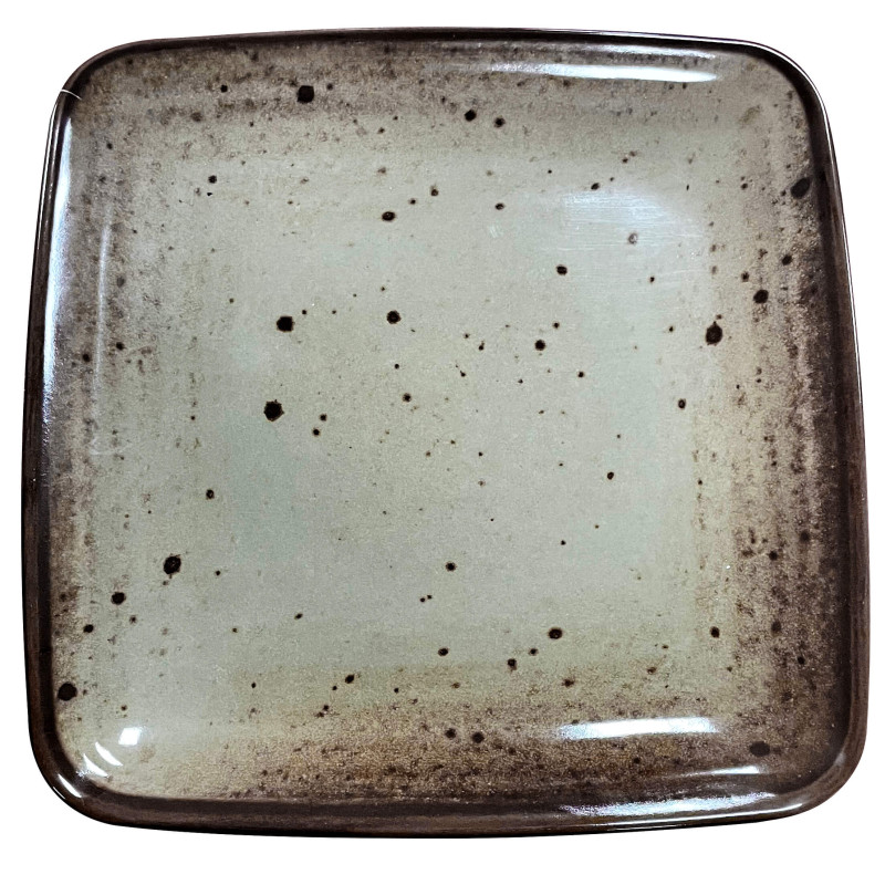Plato de melamina reutilizable terracota gris 19x19x1.8cm