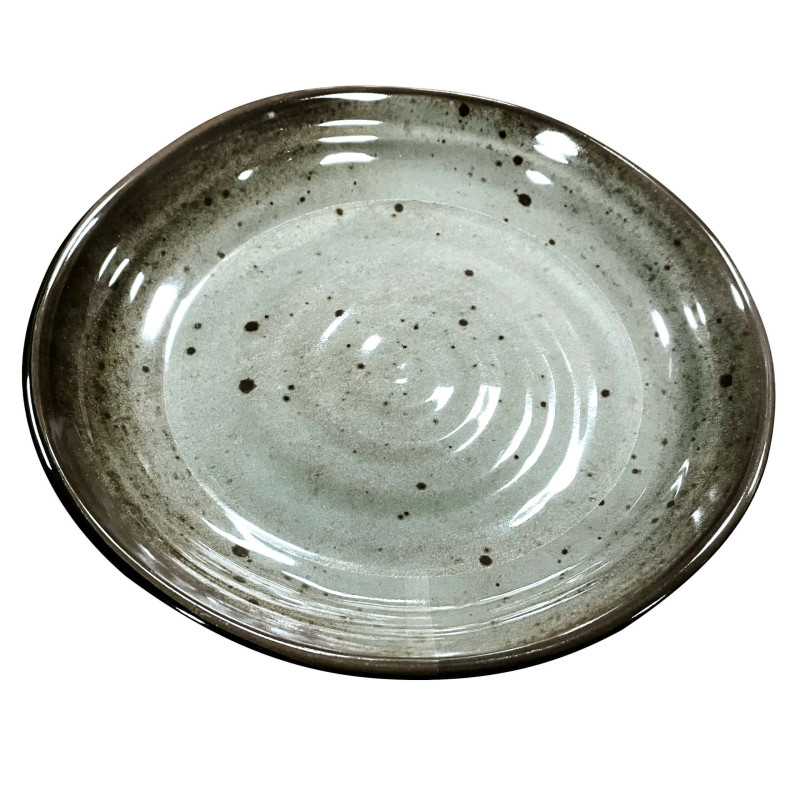 Plato de melamina reutilizable terracota gris 22.8Øx3.6cm