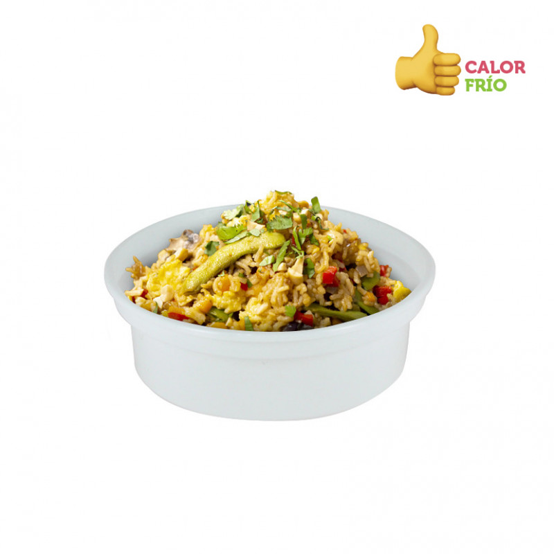 Recipiente branco circular reutilizável PP (250cc)