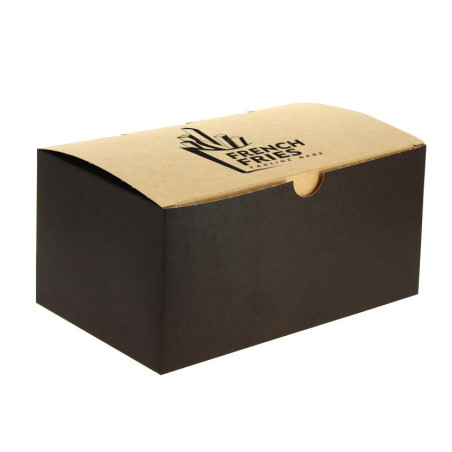 Caixas para fritos pretas kraft auto-montáveis (20,5x12,5x10cm) Personalizadas