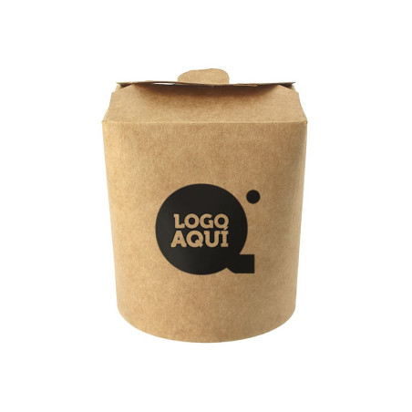 Recipientes para comida oriental de cartão kraft (500cc) Personalizados 1 tinta