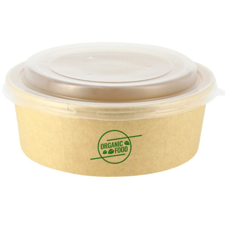 Saladeira de cartão kraft com tampa PP (1250cc) Personalizada 1 tinta