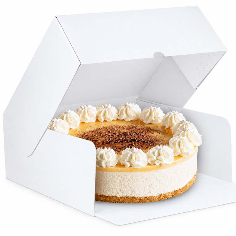 Caja tarta y roscón blanca con apertura frontal (35x35x10 cm)