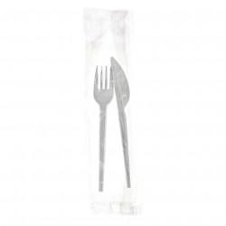 Pack couverts PS recyclable blanc (fourchette et couteau)