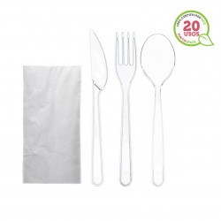 Set completo cubiertos transparentes ECO reutilizables