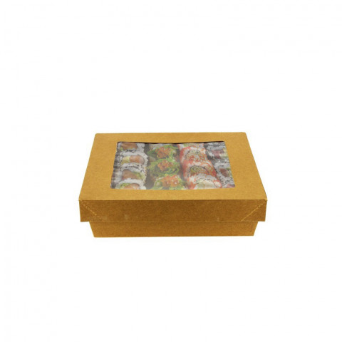 ENVASES DE CARTON KRAFT CON VENTANA 700CC