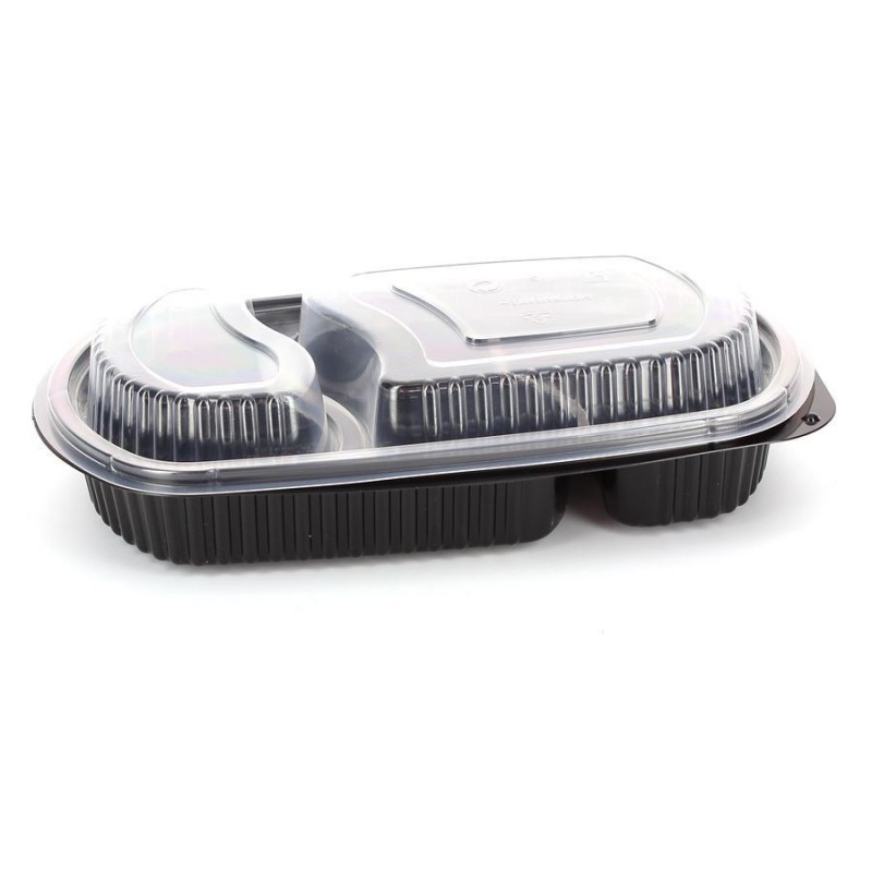 Lids for reusable PP oval containers 2 divisions (600cc) Lids for reusable PP oval containers 2 divisions (600cc)
