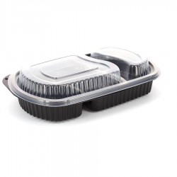 Tapas para envases reutilizables PP ovalados 2 divisiones (600cc)