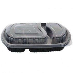 Tapa alta para envases base negra 2 divisiones (1000cc)