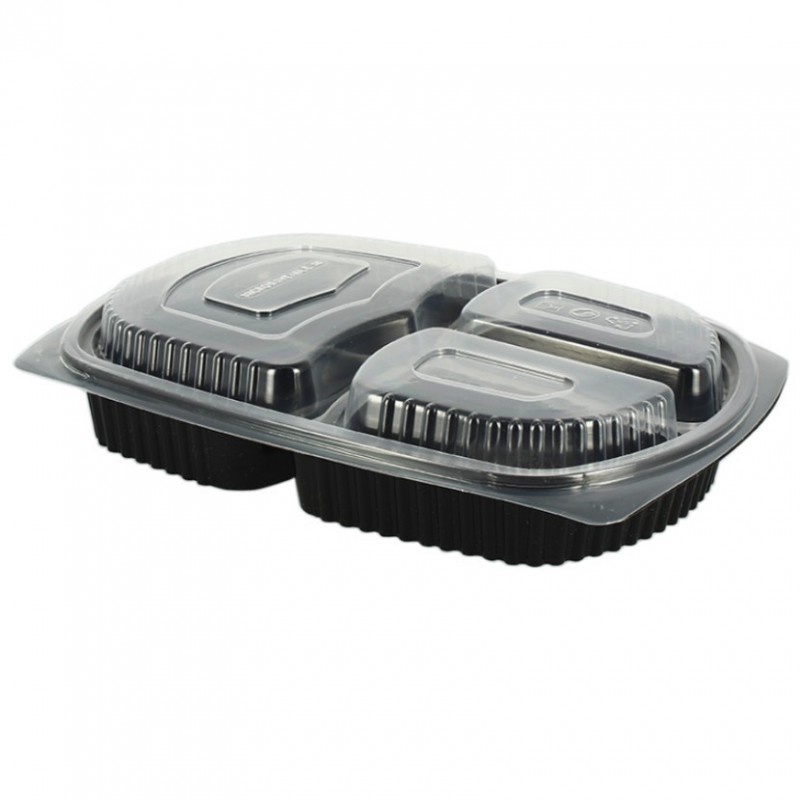 Lid reusable black containers 3 divisions (930cc)