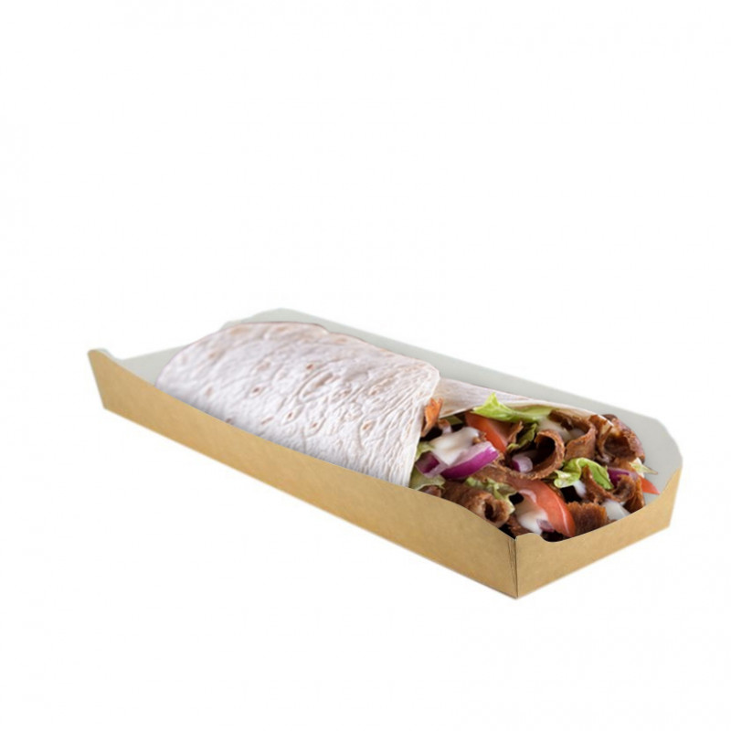 Envases para Kebab estilo bandeja Durum kraft. Envases para Kebab estilo bandeja Durum kraft.