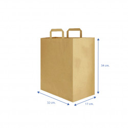 Bolsas de papel kraft asa plana (32+17x34cm)